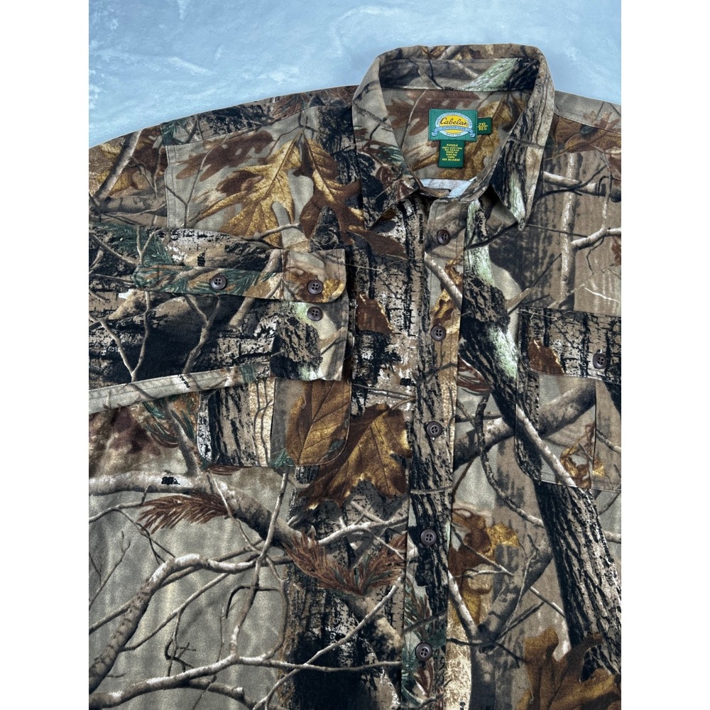 Cabelas Mens 2XL Camo Button Down Shirt Realtree Hunting Cotton Outdoor Gear